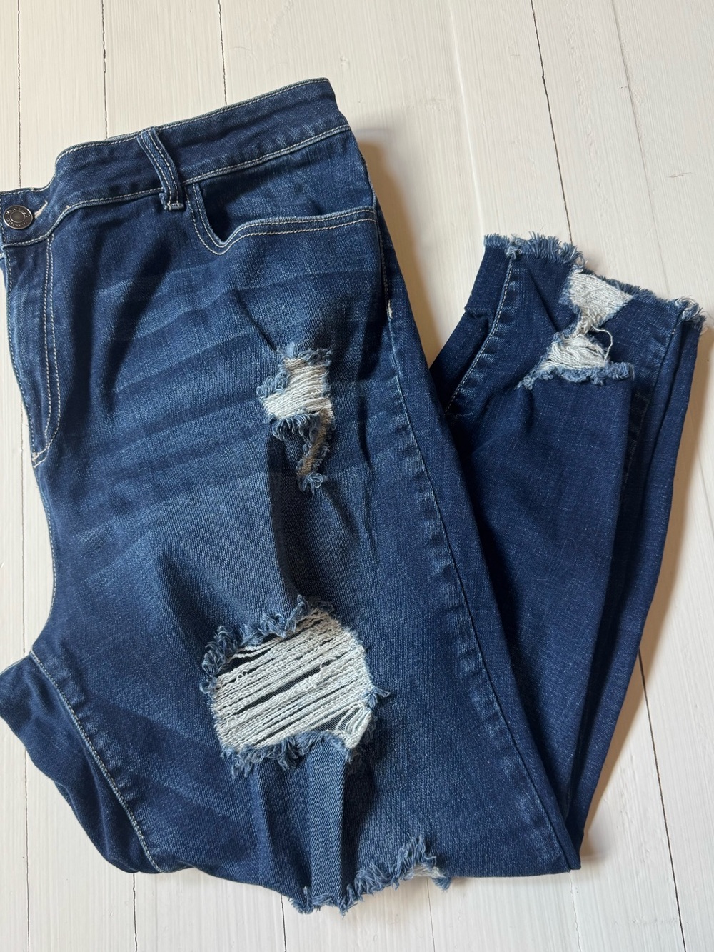 Ms. Cello Plus Size 22 Distressed Cropped Ankle Skinny Jeans